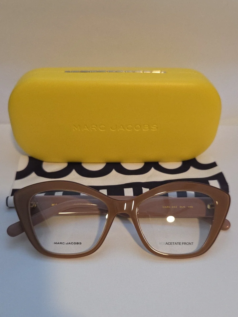 Marc Jacobs Light Brown Cat Eye Prescription Glasses w/ Demo Lenses